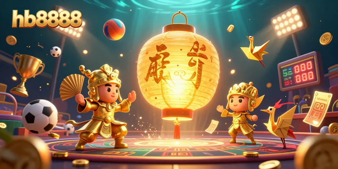 Join hb8888's exciting sports betting scene with dynamic characters and glowing casino elements.
