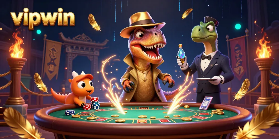 Experience thrilling gameplay at vipwin with a clever velociraptor counter amidst dynamic casino action.