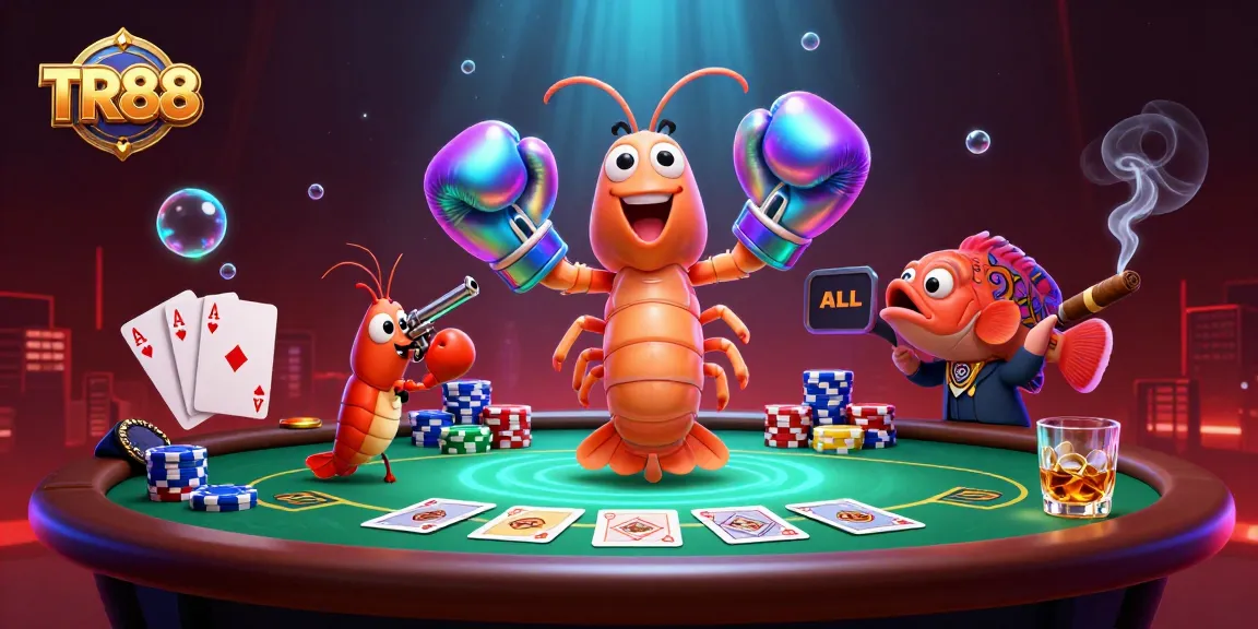 Experience thrilling poker action at TR88 with animated characters and vibrant casino elements.