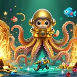 Experience unmatched thrills with rr88com's casino-themed 3D illustration featuring a kraken and treasures.
