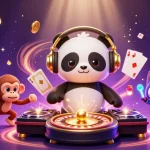 abc88 unleashes a vibrant 3D illustration of a DJ panda, breakdancing monkey, and rave kitten in a casino atmosphere, showcasing fun and excitement.