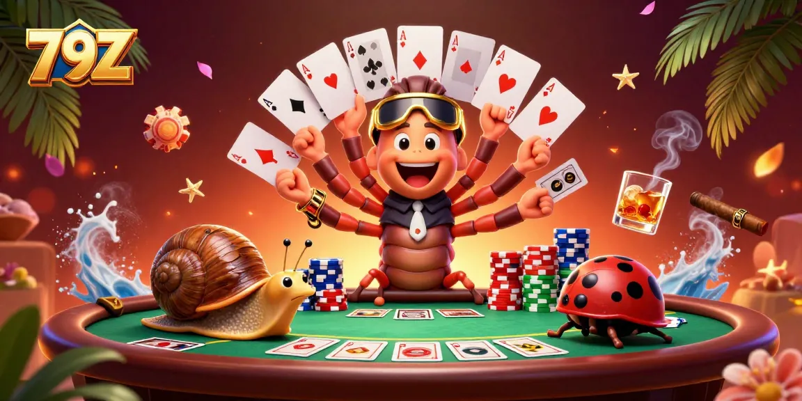 Engage with thrilling poker action at 79Z featuring vibrant characters and exciting game elements.