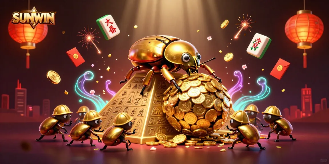 SUNWIN players engaging with a dynamic scene of lucky games and golden rewards in a vibrant casino setting.