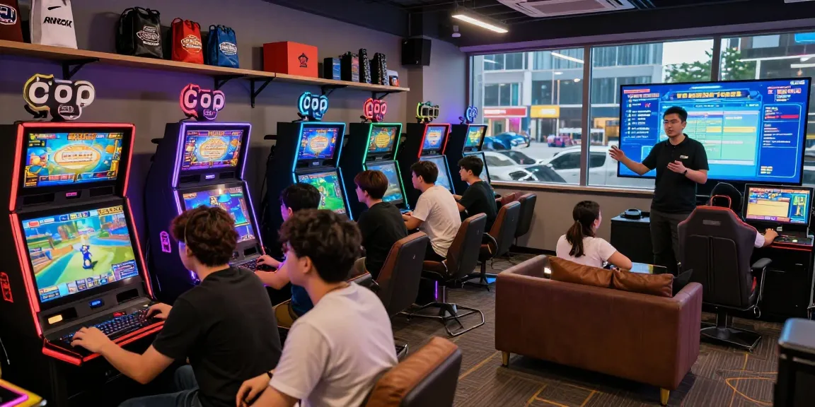 Engaging gaming lounge highlighting oppa86 link and vibrant slot machines with enthusiastic players.