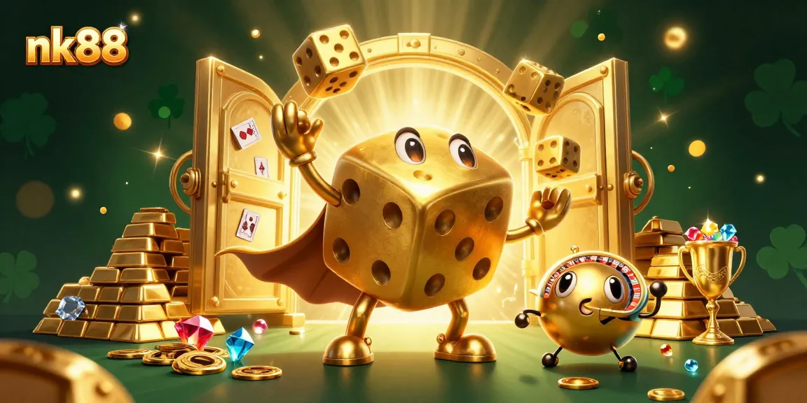 Experience thrilling moments at nk88 with a golden dice golem and dazzling treasures.