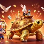 Experience thrilling gameplay at slot depo 5k with a vibrant casino scene featuring a golden tortoise and lucky symbols.