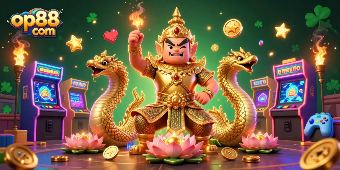 Engage with op88 com through thrilling gaming experiences in a vibrant 3D casino scene.