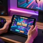 Experience immersive gaming with Slot7000 on a vibrant tablet, showcasing exciting graphics and accessories.