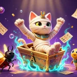 Witness the S8 Egyptian mummy cat in a pyramid casino, bursting with lottery excitement!