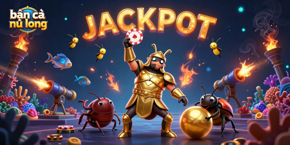 Engage in the bắn cá ngũ long action with sea creatures and vibrant cannons in a dynamic digital illustration.