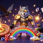 Experience thrilling xì phé online gameplay with Odin, ravens, and casino elements in an illustrated scene.