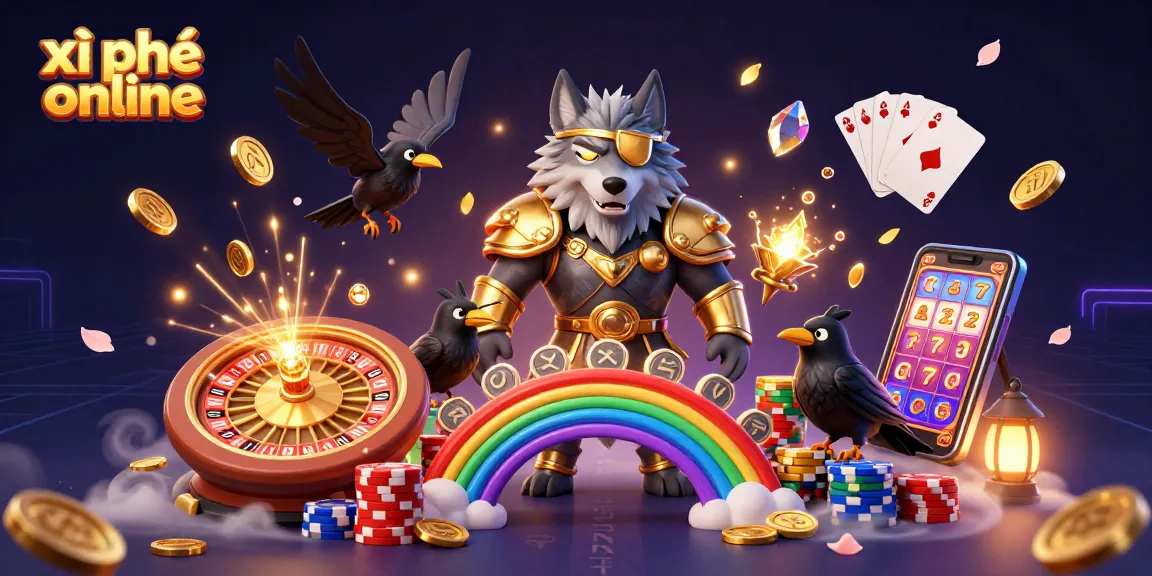 Experience thrilling xì phé online gameplay with Odin, ravens, and casino elements in an illustrated scene.