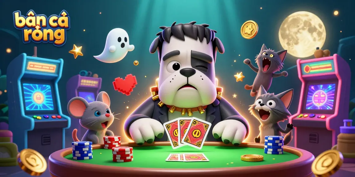Engaging bắn cá rồng illustration with a 3D monster dealer and underwater gaming elements.