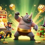 ON68 slot champions erupt in coins from a stunning jackpot scene with vibrant effects.