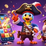Engage in a thrilling fishing expedition with pirate-themed characters and casino elements bursting with excitement.