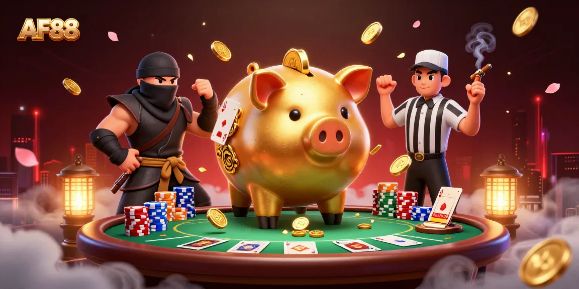 Engage with AF88's dynamic online casino experience featuring thrilling poker battles and vibrant game elements.