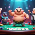 Experience thrilling action at sunwin with a vibrant underwater poker scene featuring animated characters.