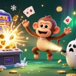 forpawspetcare showcases a playful ghost-hunter puppy tracking a mischievous poltergeist monkey in a vibrant casino.