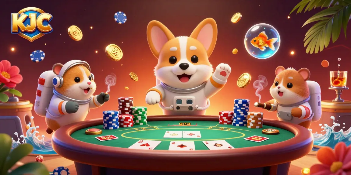 KJC inspires excitement with a fun 3D corgi astronaut in a space casino surrounded by poker elements.