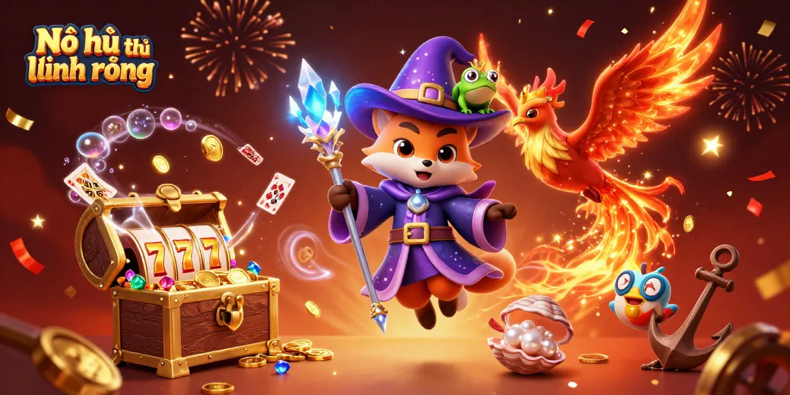 Nổ hũ thủ lĩnh rồng character-filled scene showcasing thrilling jackpots, exotic treasures, and mystical elements.