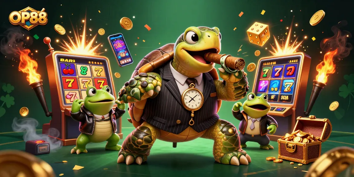 Experience the thrilling jackpot excitement at OP88 with unique characters and vibrant casino elements.