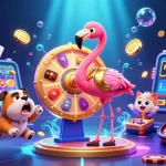 Engage with fortune gems online, showcasing an energetic game scene with vibrant characters and slot game elements.