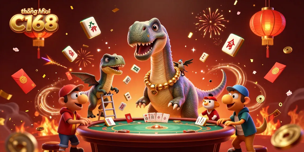 Experience the excitement of thương hiệu C168 in this dynamic casino scene featuring vibrant characters and game elements.