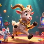 oikonomos showcases a festive Krampus running a casino with mischievous elves, vibrant slot machines, and dynamic flair.