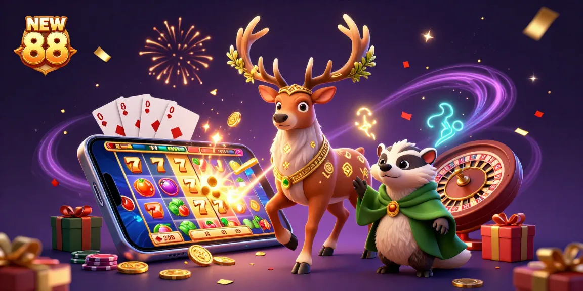 Engage with NEW 88's vibrant slot games featuring stunning 3D characters and dynamic casino elements.
