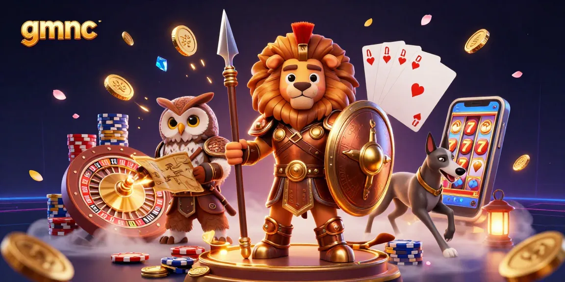 Experience gmnc's vibrant 3D casino scene with captivating characters and dynamic gaming elements.