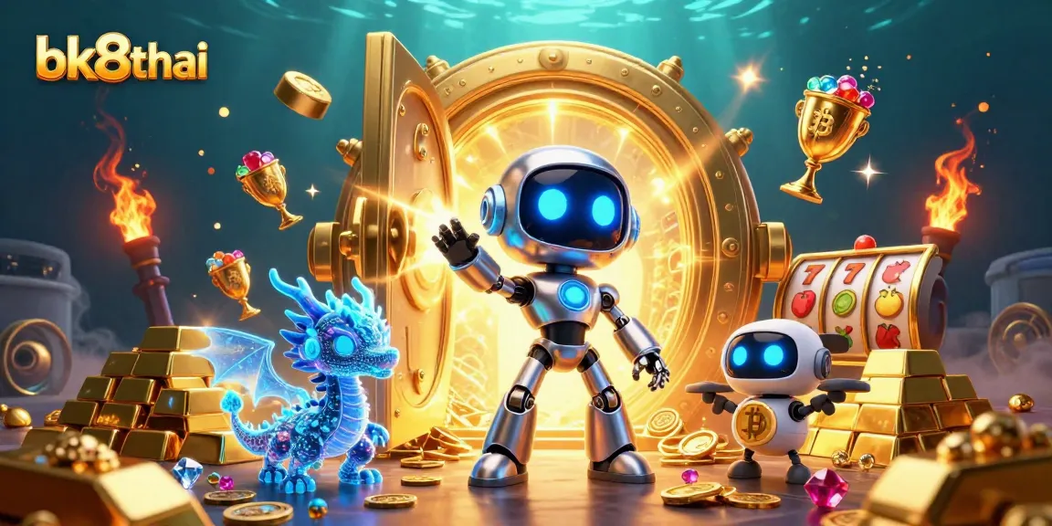 Spin and win with bk8thai featuring vibrant 3D characters and rich casino elements.