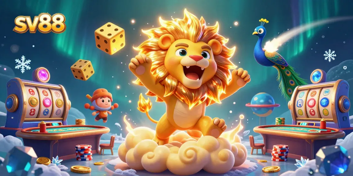 Experience thrilling gameplay at sv88 with our vibrant, bombastic casino scene featuring dynamic characters and joyful elements.