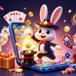 Experience shbet with a 3D magician rabbit conjuring coins and fun casino elements for thrilling gameplay.
