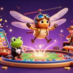 Engage with thrilling 868vip gameplay as a dragonfly pilot and frog dealer captivate the casino atmosphere.