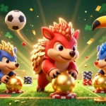 SC88 pangolins engage in a fun casino game with poker chips and sports elements.