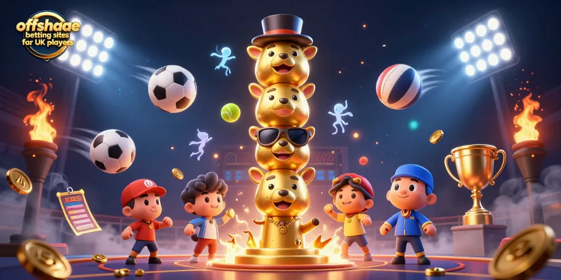Engage with offshore betting sites for UK players with a vibrant casino-themed illustration showcasing dynamic sports elements and casino gameplay.
