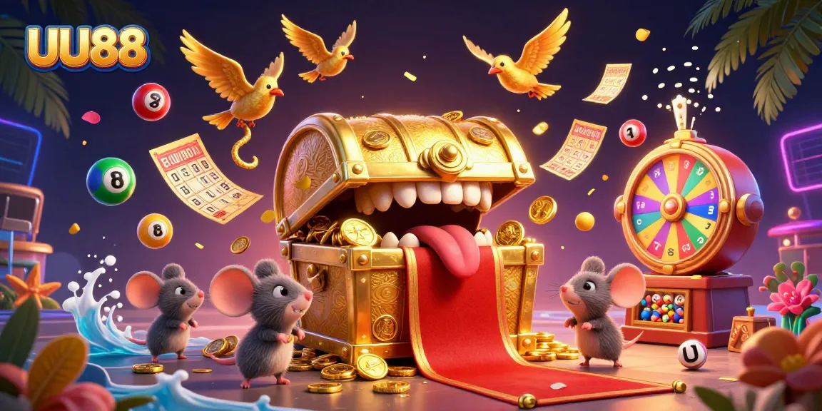 Engage with UU88's vibrant lottery scene featuring colorful balls and dynamic gaming elements.