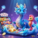 Engage with rik vip through an energetic underwater casino scene featuring a dragon and seahorse knight.