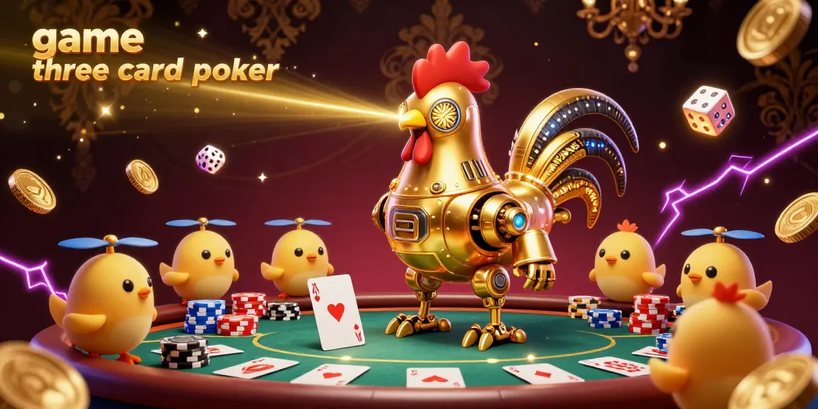 Play exciting game three card poker with thrilling visuals and vibrant casino elements in this ultra-detailed illustration.