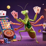Engage in thrilling casino fun with sc88e's vibrant digital illustration showcasing a mantis card sharp.